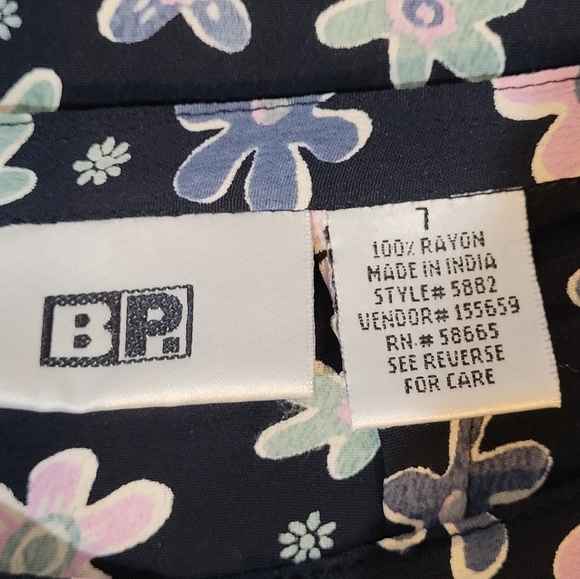 BP. Colorful Summer Floral Blooms Lightweight Navy Midi - Maxi Skirt - Size 7 - Picture 6 of 7